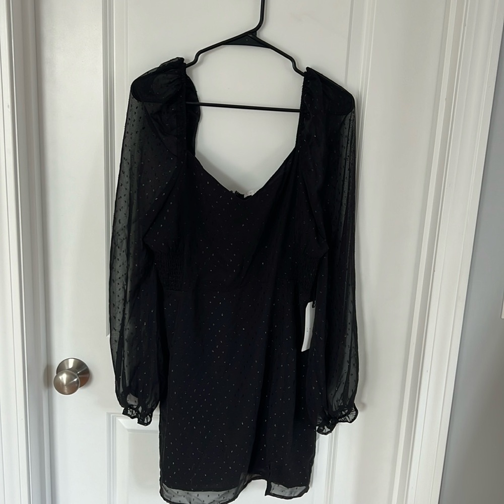 Black sheer light sparkle mini dress new with tags